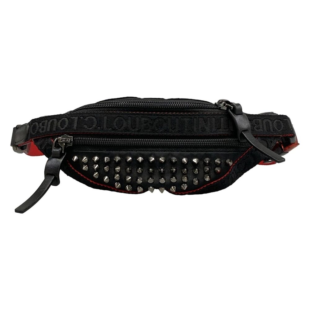Christian Louboutin Paris New York City Small Bum Bag Black Red Nylon Leather